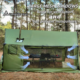 Dandelion Shell Hammock Hot Tent with Stove Jack and Double-Sided mesh Windows - Spacious, Versatile Wall Tent with Snow Skirt(No Poles)-Green Waterproof & Windproof, Ideal for Camping, Backpacking