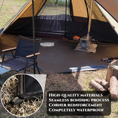 Half Tent Floor Ground Sheet for Tipi Tent Hot Tent Series 1-2 Person for Camping Hiking Hunting Fishing Waterproof Windproof Lightweight