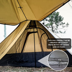 2 Person Mesh Inner with 3000mm Bath Floor for Tipi Hot Tent – Camping, Hiking, Hunting, Fishing, Waterproof, Windproof, Lightweight