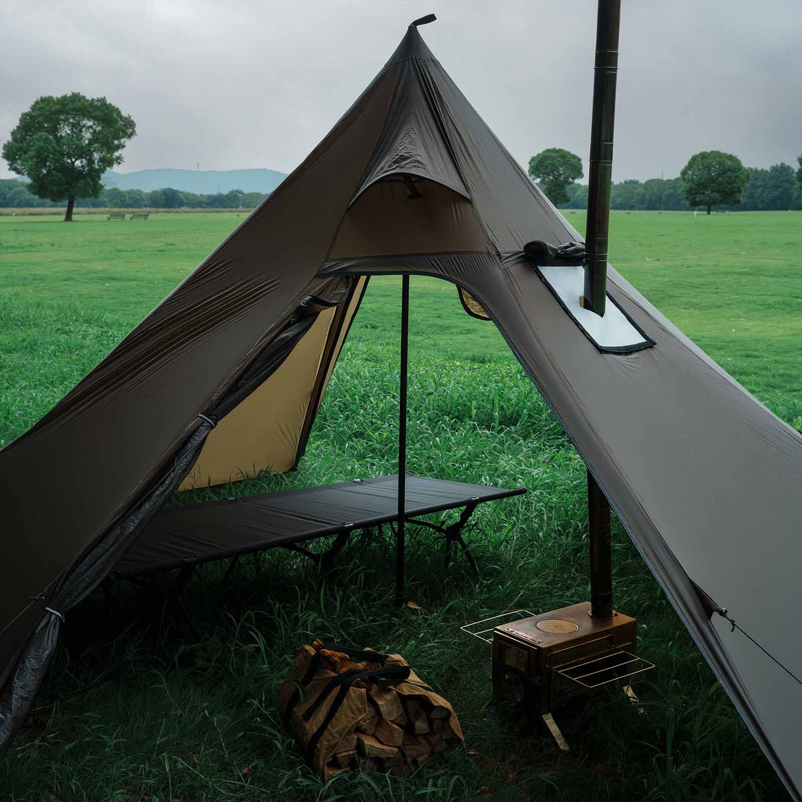 DS005 Hot Tent with Stove Jack Winter Tent 4 Season Tent 3-4 Person 4 ...