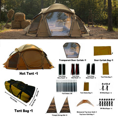 Dandelion Shell 4 Season Camping Hot Tent with Stove Jack(Dome S450) for 4-6 Person | Windproof, Waterproof Hot Tent with Stove Jack and Snow Skirt for Camping, Hiking, Backpacking and Outdoor Adventures