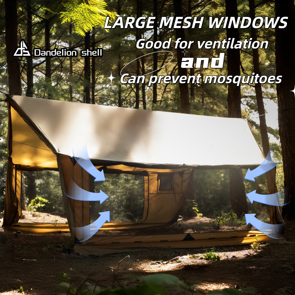 Hammock Hot Tent with Stove Jack and Double-Sided mesh Windows - Spacious, Versatile Wall Tent with Snow Skirt -Waterproof & Windproof, Ideal for Camping, Backpacking, Hiking, Hunting