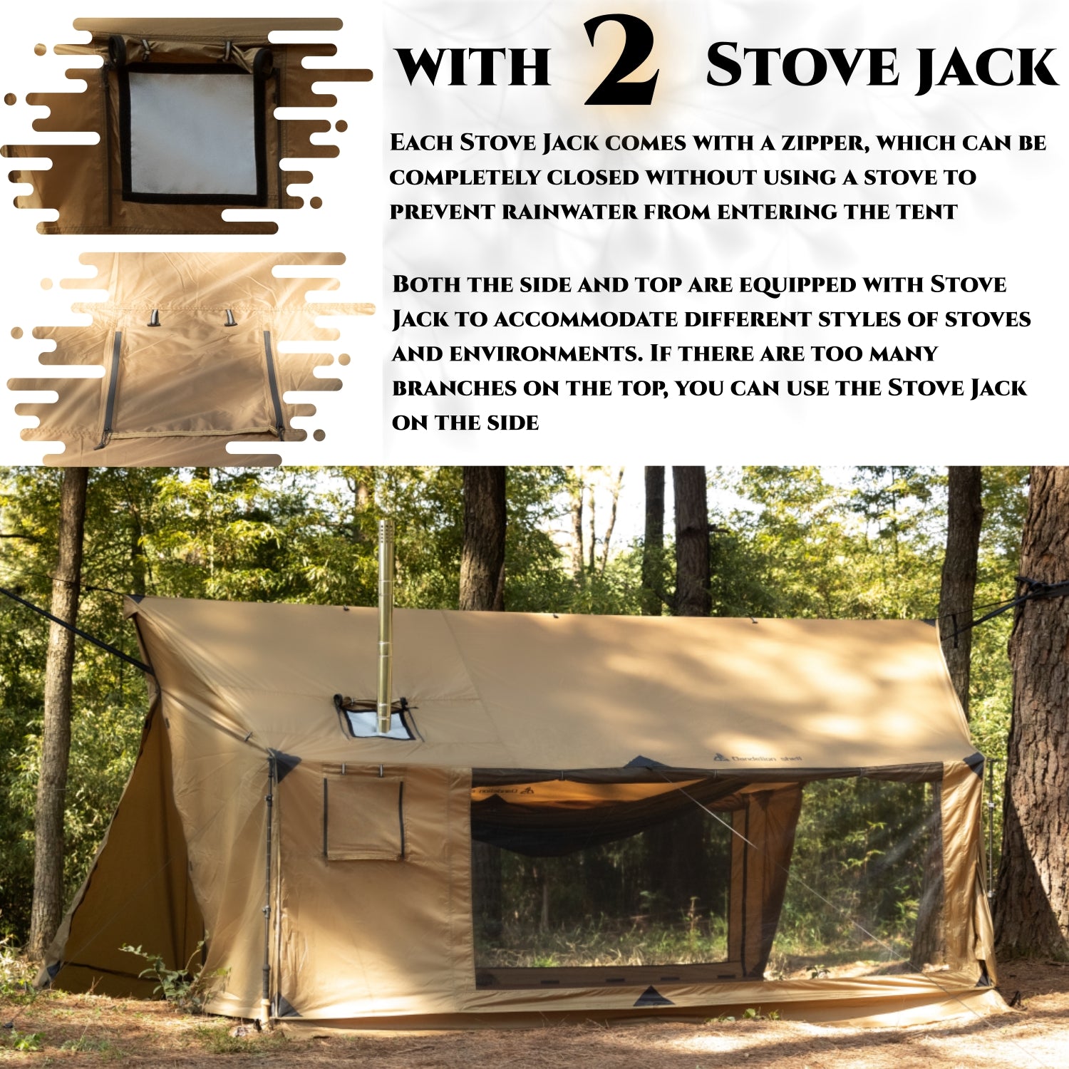double wall tent Hammock Hot Tent with Stove Jack and Double-Sided mesh Windows