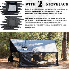 Hammock Hot Tent with Stove Jack and Double-Sided mesh Windows - Spacious, Versatile Wall Tent with Snow Skirt(No Poles)-Black Waterproof & Windproof, Ideal for Camping, Backpacking