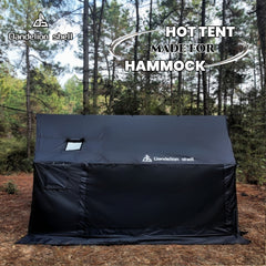 Hammock Hot Tent with Stove Jack and Double-Sided mesh Windows - Spacious, Versatile Wall Tent with Snow Skirt(No Poles)-Black Waterproof & Windproof, Ideal for Camping, Backpacking