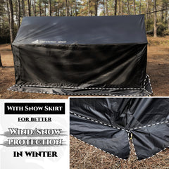 Hammock Hot Tent with Stove Jack and Double-Sided mesh Windows - Spacious, Versatile Wall Tent with Snow Skirt(No Poles)-Black Waterproof & Windproof, Ideal for Camping, Backpacking