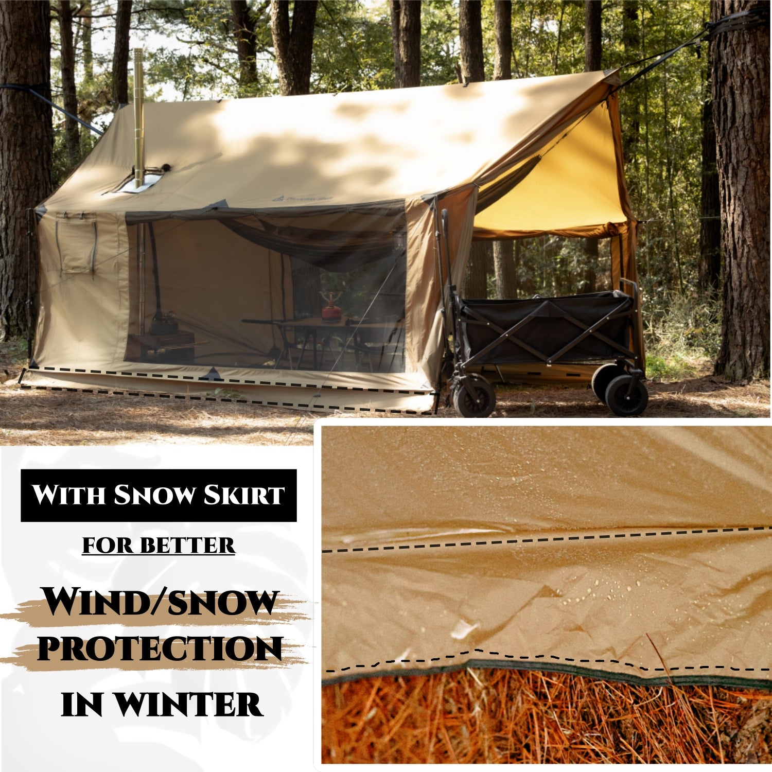 Hammock Hot Tent with Stove Jack and Double-Sided mesh Windows - Spacious, Versatile Wall Tent with Snow Skirt -Waterproof & Windproof, Ideal for Camping, Backpacking, Hiking, Hunting