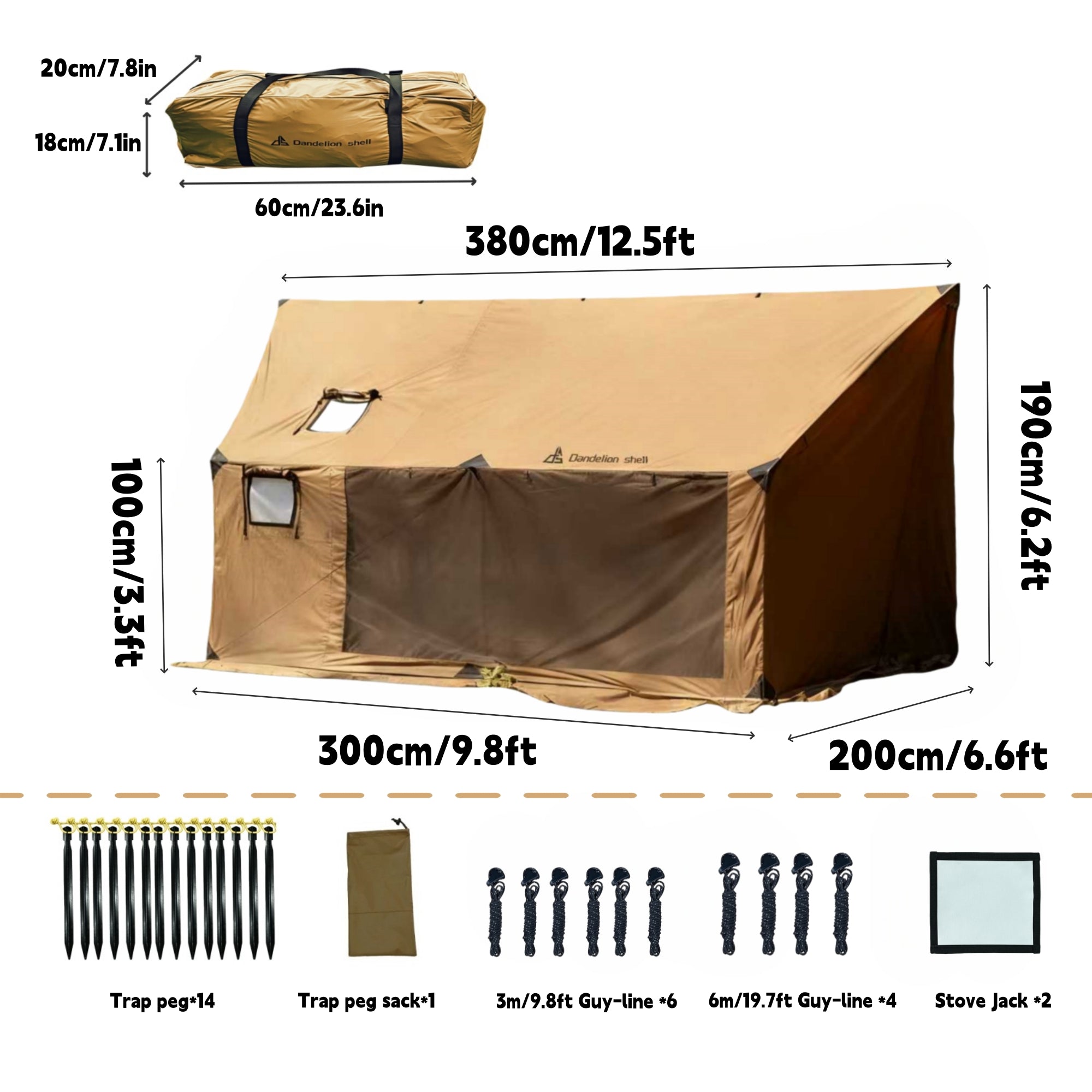 Hammock Hot Tent with Stove Jack and Double-Sided mesh Windows - Spacious, Versatile Wall Tent with Snow Skirt -Waterproof & Windproof, Ideal for Camping, Backpacking, Hiking, Hunting