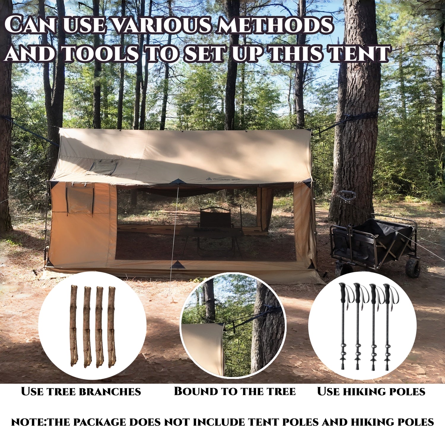 Hammock Hot Tent with Stove Jack and Double-Sided mesh Windows - Spacious, Versatile Wall Tent with Snow Skirt -Waterproof & Windproof, Ideal for Camping, Backpacking, Hiking, Hunting