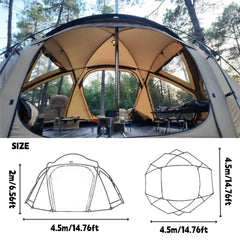 Dandelion Shell 4 Season Camping Hot Tent with Stove Jack(Dome S450) for 4-6 Person | Windproof, Waterproof Hot Tent with Stove Jack and Snow Skirt for Camping, Hiking, Backpacking and Outdoor Adventures